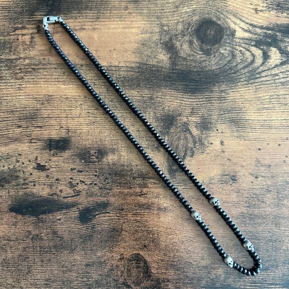 David Yurman Memento Mori Skull Station Necklace w/ Black Spinel - 23" - Picture 3 of 15